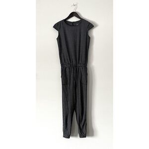Albion Fit Midnight Dash Nylon Jumpsuit Pockets Sz XSmall Drawstring Black Capri